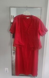 2x I.S.C. 55% Linen 45% Rayon red dress and Jacket